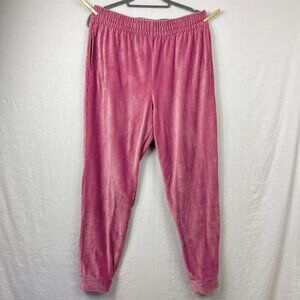 Ribbed Velour Pull On‎ Joggers Womens L Disco Casual Bubblegum Pink Barbie Retro